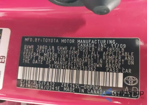 2010 Toyota Corolla Matrix from USA, damaged, VIN 2T1KU4EE4AC310362